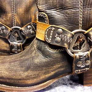 Bed Stu Roma Harness Distressed Leather Moto Boots